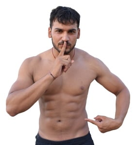 Man Pointing to his Abs